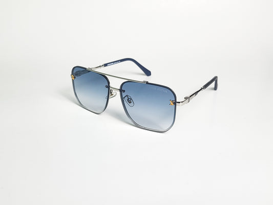 Louis Vuitton - 23253 - Silver  Blue Gradient - Metal - Double Bridge - Men's Sunglasses