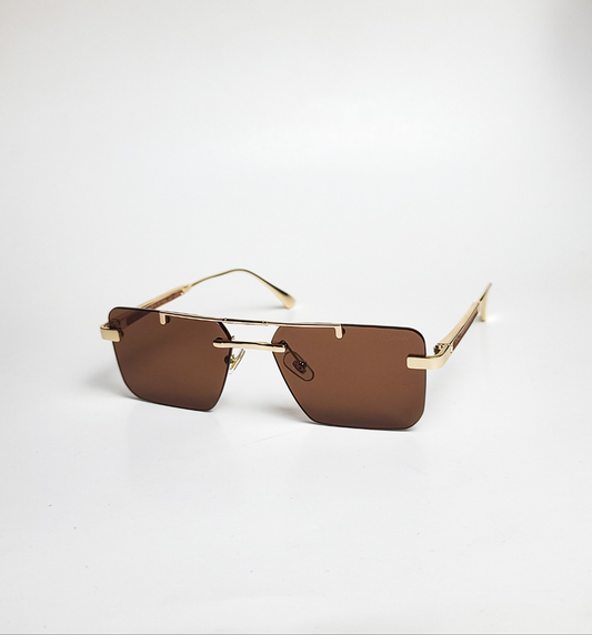 Cartier - 3147 - Golden Brown - Metal Double Bridge - Rimless sunglasses