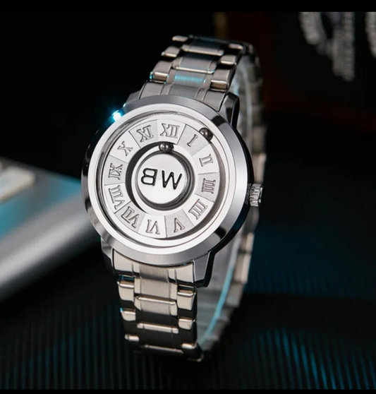 B W - Magnetic Steel Ball Watch - Round Watch - Black - Steel - Copper - Fashionable