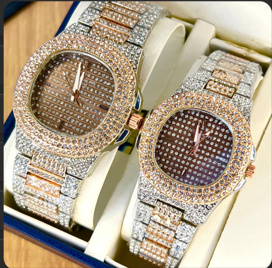P P - Couple Watch - Silver gold Chain - Stainless steel