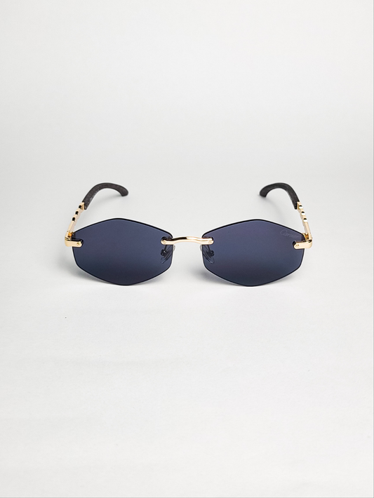 Cartier - 3177 - Golden Black - Diamond Shape - Metal - Rimless - Vintage Sunglasses