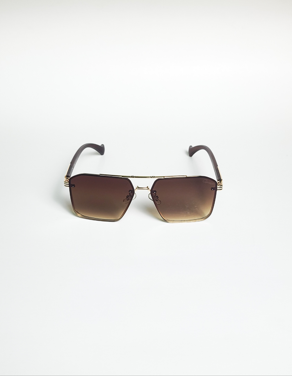 Cartier - 23289 - Golden - Brown Gradient - Metal - Double Bridge - Sunglasses