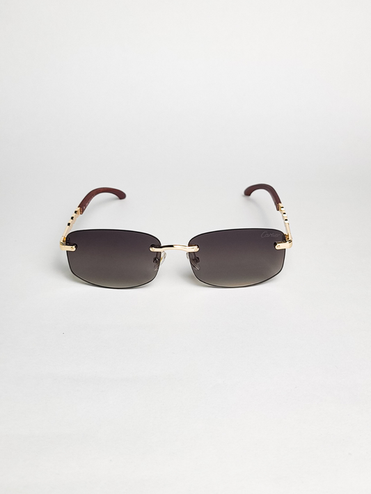 Cartier - 3176 - Golden Brown Gradient - Rectangular - Metal - Rimless - Sunglasses