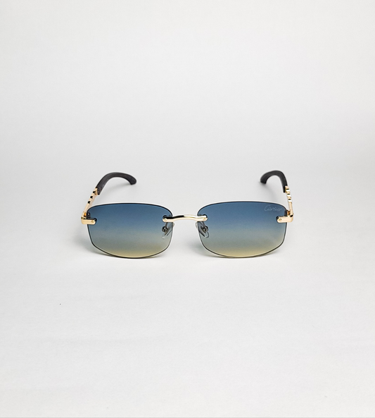 Cartier - 3176 - Golden Unique Shade - Square Shape - Metal - Rimless - Sunglasses