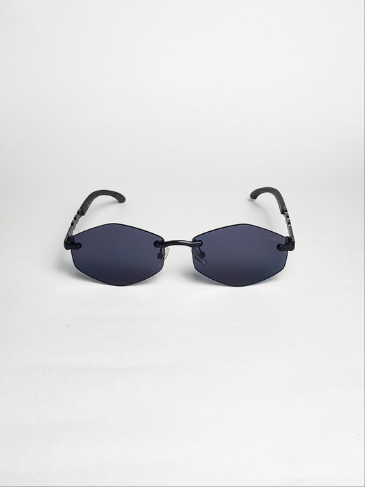 Cartier - 3177 - Full Black - Diamond Shape - Metal - Rimless - Sunglasses