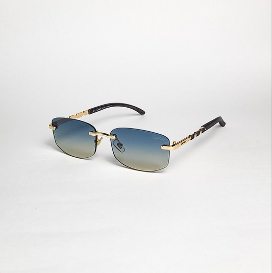 Cartier - 3176 - Golden Unique Shade - Square Shape - Metal - Rimless - Sunglasses