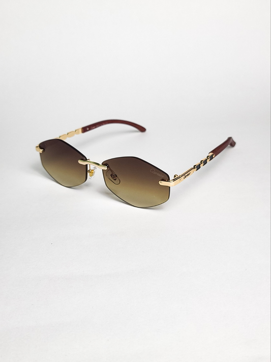 Cartier - 3177 - Golden Brown Gradient - Diamond Shape - Metal - Vintage Sunglasses
