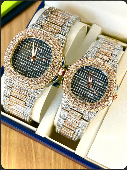 P P - Couple Watch - Silver gold Chain - Stainless steel