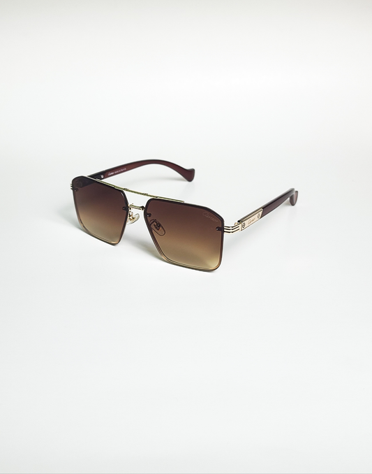 Cartier - 23289 - Golden - Brown Gradient - Metal - Double Bridge - Sunglasses