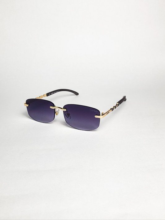 Cartier - 3176 - Golden Black Gradient - Rectangular - Metal - Rimless - Sunglasses