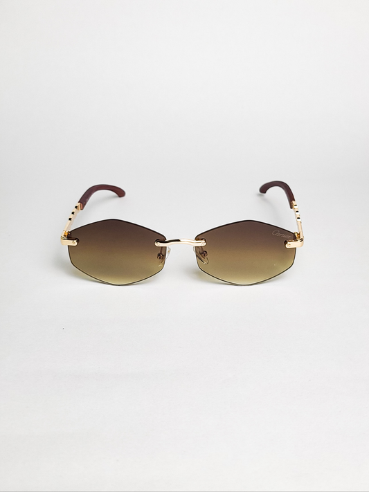 Cartier - 3177 - Golden Brown Gradient - Diamond Shape - Metal - Vintage Sunglasses