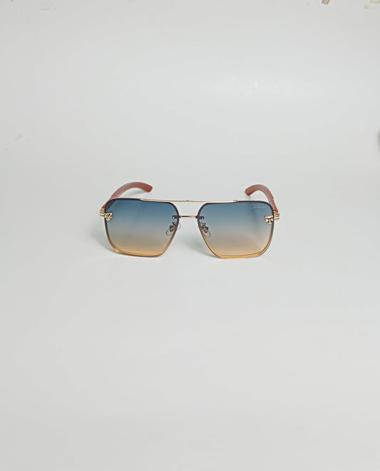 Cartier - 23052 - Golden Gradient - Wood Texture - Metal - Sunglasses
