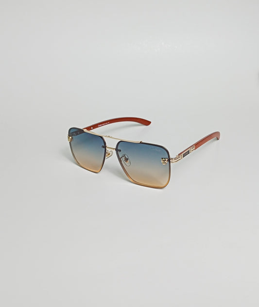 Cartier - 23052 - Golden Gradient - Wood Texture - Metal - Sunglasses