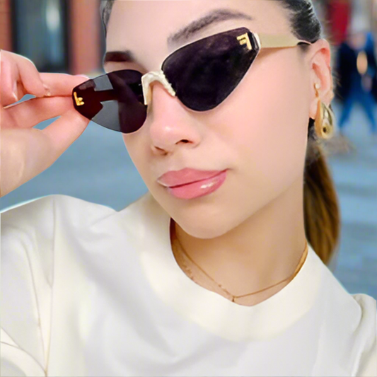 F D - Golden Black - Rimless sunglasses - Cat Eye - Sunglasses