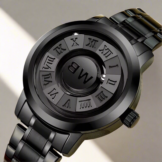 B W - Magnetic Steel Ball Watch - Round Watch - Black - Steel - Copper - Fashionable