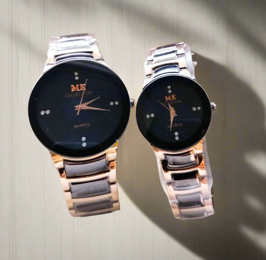 M K - Couple Watch - Round Dial - Stainless steel - Watches