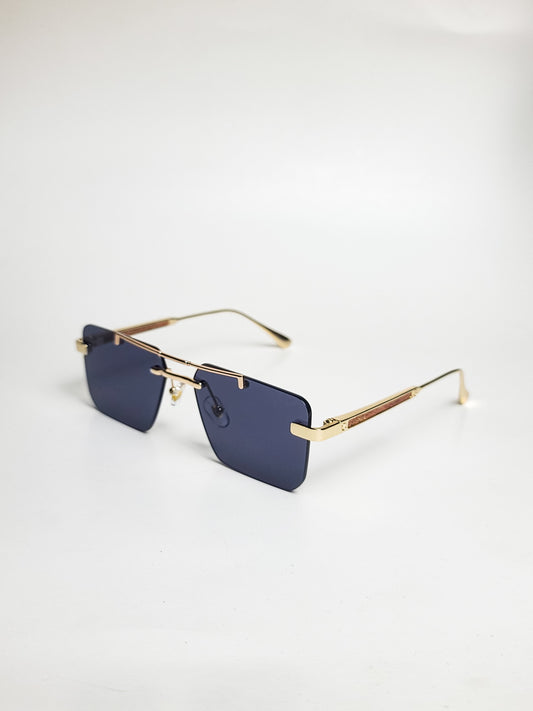 Cartier - 3147 - Golden Black - Metal - Double Bridge - Rimless sunglasses - Square