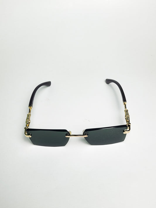 Cartier - 3077 - Golden Green - Metal - Vintage - Rectangular - Sunglasses