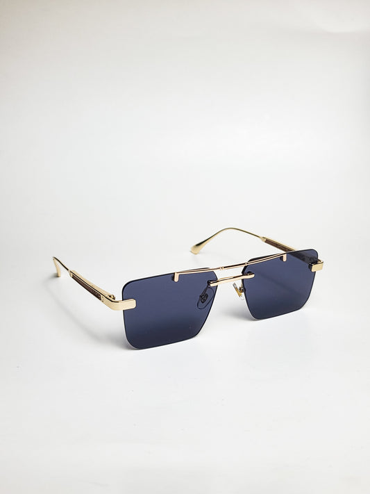 Cartier - 3147 - Golden Black - Metal - Double Bridge - Rimless sunglasses - Square