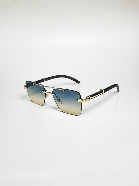 Cartier - 000 - New Gradient Shade - Rimless - Metal Double Bridge - Wood Texture Stick