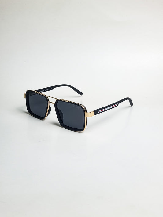 Lacoste - 0955 - Golden Black - Double Rim - Spring Side - Double Bridge - Metal+ Plastic - Sunglasses